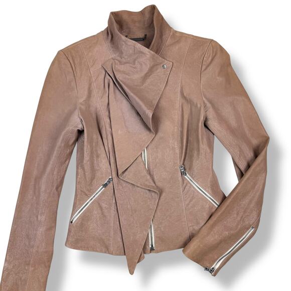 DIANE VON FURSTENBERG tan lamb leather jacket - Picture 16 of 16